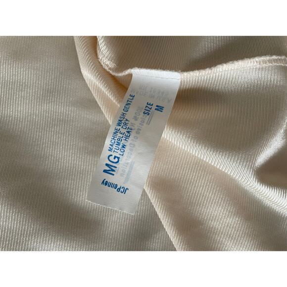 Vintage JCPenney Nylon Robe Size M Ivory Bath Casual Housecoat - Picture 6 of 8